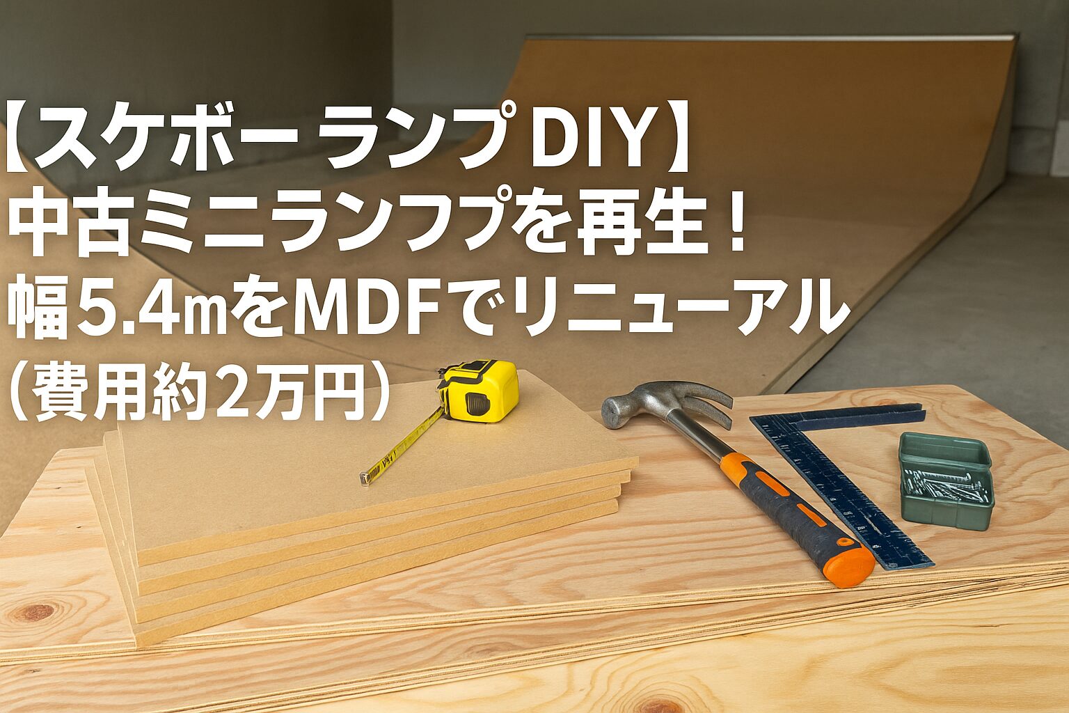 中古ミニランプを再生！幅5.4mをMDFでリニューアル【スケボーDIY／費用2万円】